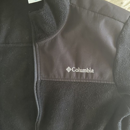 Columbia black fleece jacket with windproof lining, used, size M