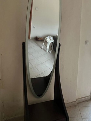 Oval mirror furniture with drawer below used