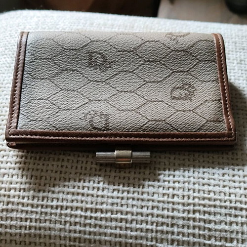 Christian Dior vintage beige honeycomb coin case wallet like new