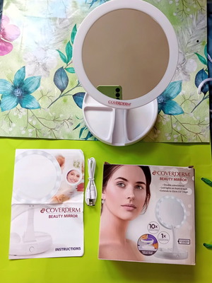 Coverderm Beauty Mirror folding makeup mirror with LED light, new