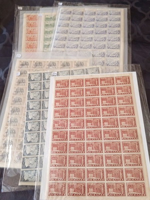 Sheets of stamps used, pack of six from Greece
