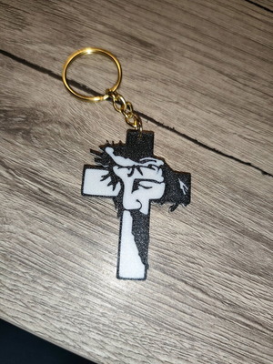 Keychain Cross with Christ figure new