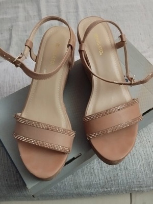 Migato beige platform sandals used, heel height 10 cm, size 38