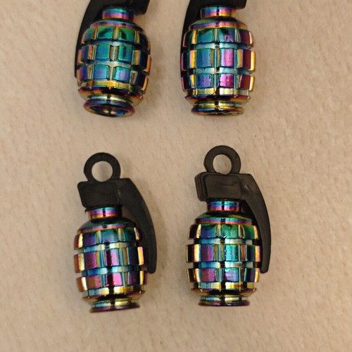 Chameleon grenade valve caps for car, motorcycle and bicycle tires