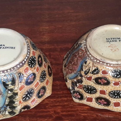 Satsuma bowls used, hand painted, diameter 11cm, height 5cm, set of 2