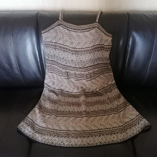 Peruvian Connection cotton dress used, black and beige, size L