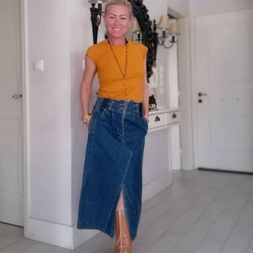 Vintage denim long skirt size 38 like new, blue