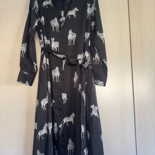 ZARA zebra print shirt dress like new, black midi