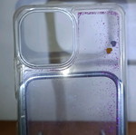 iPhone silicone case with liquid glitter used
