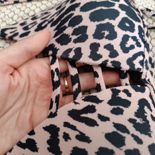 Leopard print swimsuit S-M like new with cut bottom and good chest lining