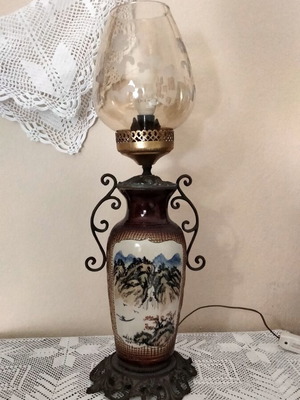 Vintage Satsuma Porcelain Table Lamp like new, 1960, 56cm