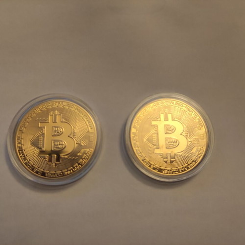 BitCoin coins new, gold color, pack of 2 pieces