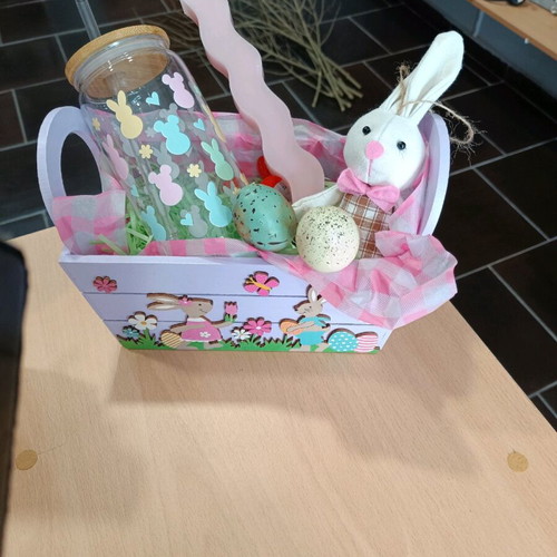 Easter basket new with candle, handmade glass and decorations