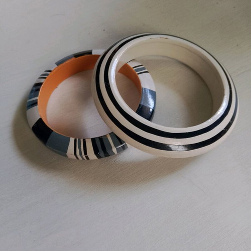 Toi&Moi wooden bracelets used, pack of 7, vintage