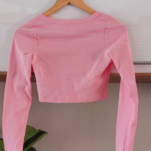 Sugarfree Pink Long Sleeve Crop Top M New