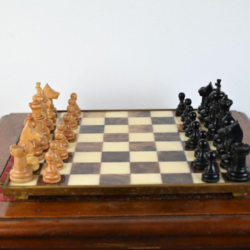 Chess set used, complete, 33 cm