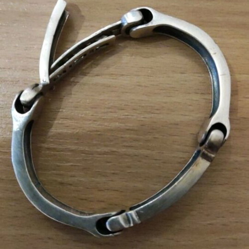 Silver men's bracelet 950 used, adjustable clasp, 1990s