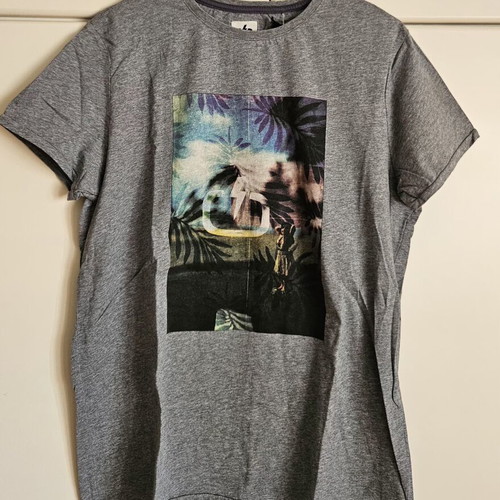 Emerson men's T-shirt with print, grey and multicolour, size M
