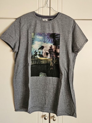 Emerson men's T-shirt with print, grey and multicolour, size M