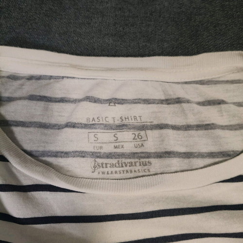 Basics striped T-shirt new, size S, white