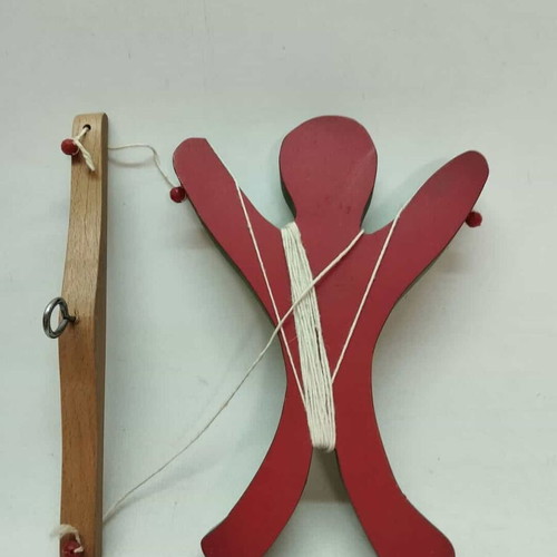 Set of 10 wooden puppets used, various colors 13x17