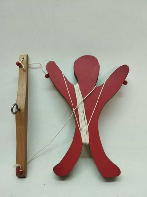 Set of 10 wooden puppets used, various colors 13x17