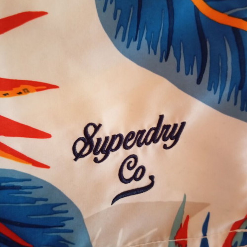 Superdry swim shorts like new, size Small, white multicolor