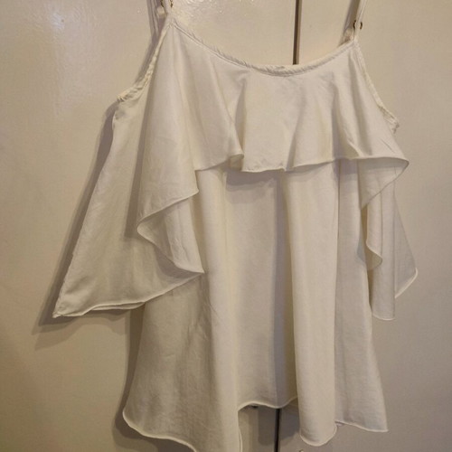Queen of Hearts top used, one size, white, cotton-silk blend