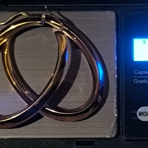 Gold 585 Oval Hoop Earrings like new with Modern Design