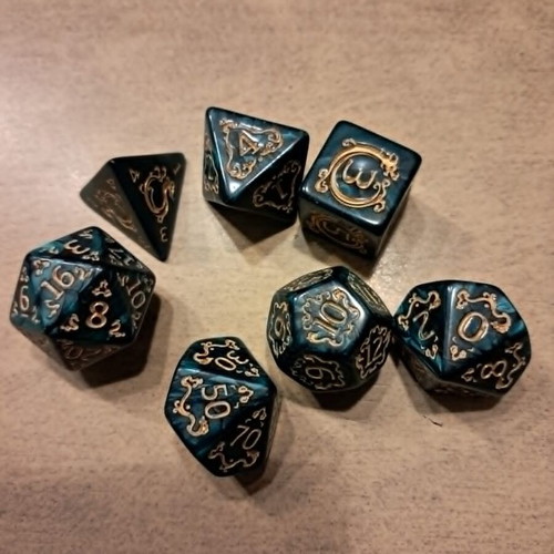 Green Dragon D&D Dice Set with Bag
