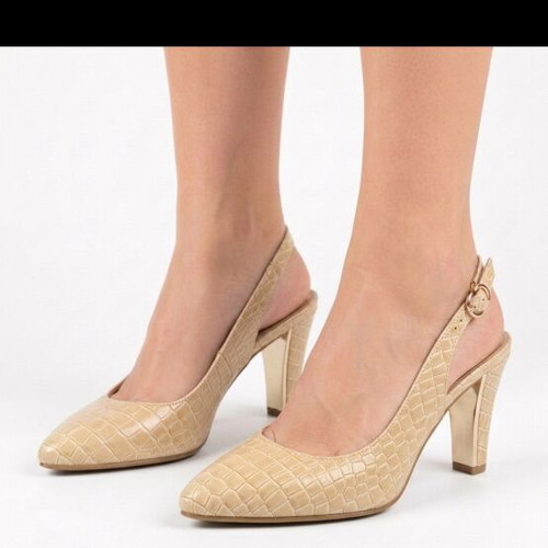 Beige Eco Leather Heeled Sandals new
