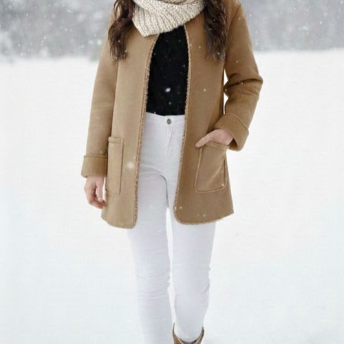 Atmosphere beige coat like new with synthetic fur lining