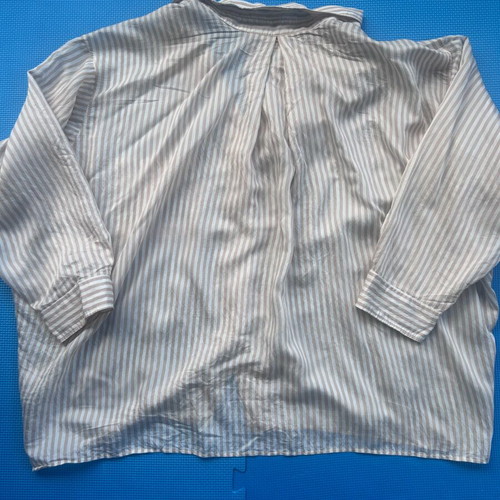 Zara Oversized Neutral Striped Button-Up Shirt Size XL Like New