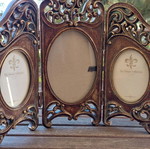 Triptych oval frame used, carved, aged style