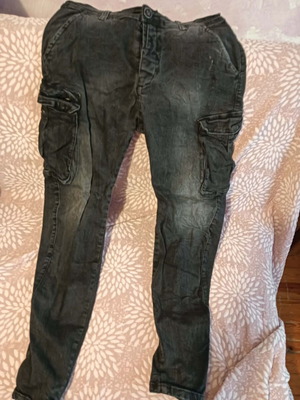 Damaged Jeans Black Cargo Pants new, size L 40 12