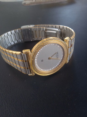 Westar Quartz γυναικείο vintage ρολόι με κρύσταλλα, δίχρωμο μπρασελέ μεταχειρισμένο