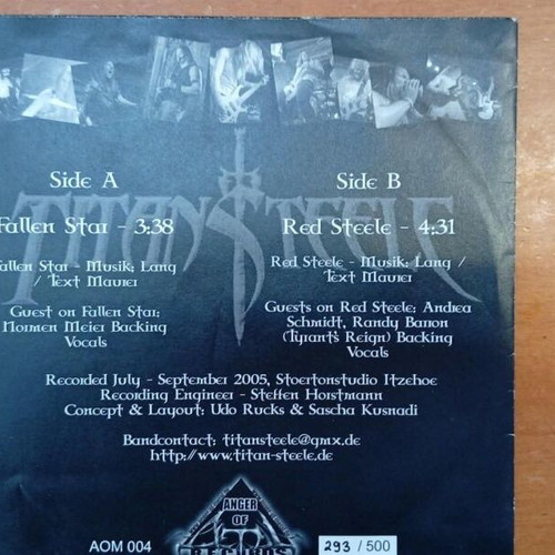 Titan Steele Fallen Star Red Steele 7' vinyl like new, metal