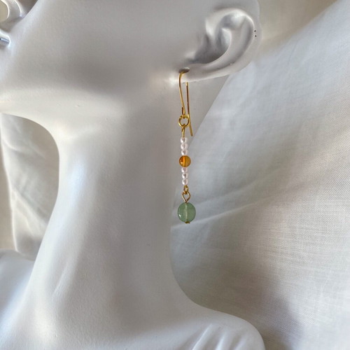 Handmade steel dangle earrings with natural semi-precious stones made to order