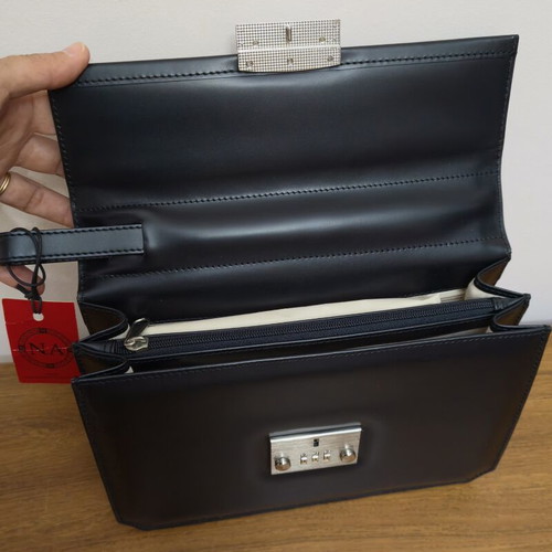 Nikos Apostolopoulos men's clutch bag, black, lock with combination