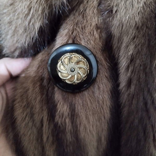 Mink fur with lining like new, brown, size large-extra large