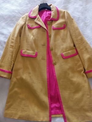 Boden Vintage Style Παλτό σαν καινούργιο, μουστάρδι με φούξια λεπτομέρειες