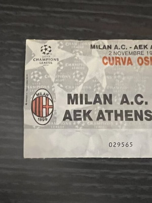 Εισιτήριο Milan ΑΕΚ Champions League 1994 μεταχειρισμένο, σε καλή κατάσταση