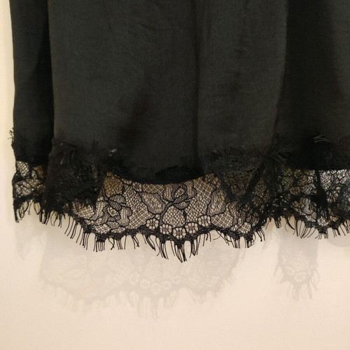 Black camisole blouse used, size Small, lace and satin matte finish
