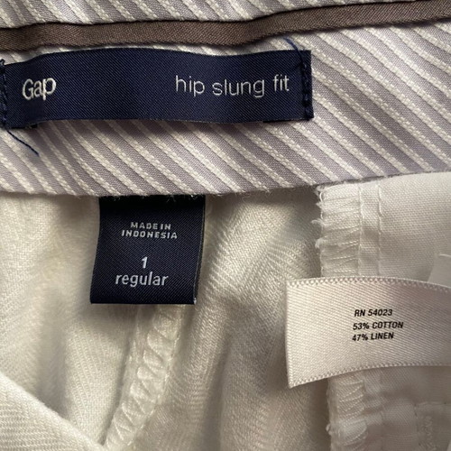 Gap white pants like new, hip slung fit flare, cotton-linen fabric