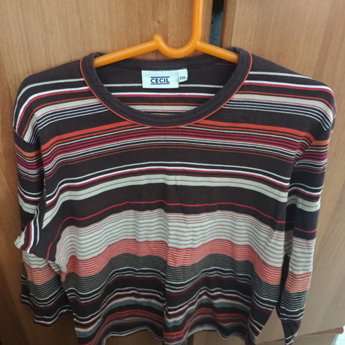 Cecil cotton men's shirt XXL used, brown multicolor