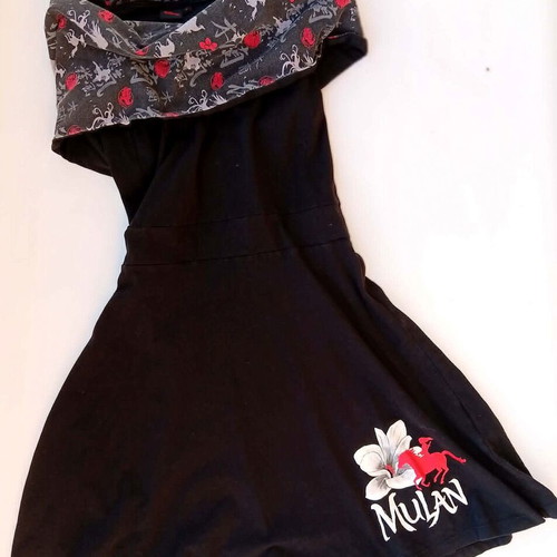 Disney Mulan dress for girls used, black with traditional prints