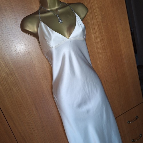 Zara Ivory Satin Diamanté Dress Size Medium New With Tags