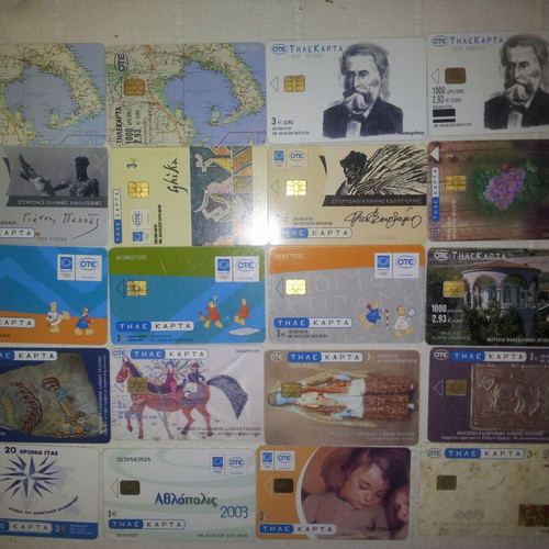 Phone cards used, pack of 20 pieces