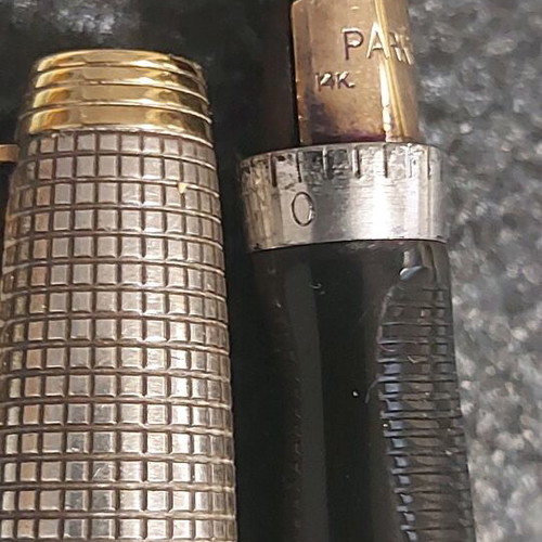 Parker 75.0 Silver Fountain Pen used, USA Sterling 1968, gold nib XF