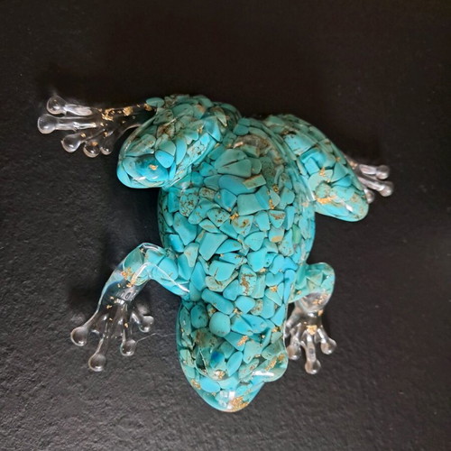 Decorative turquoise frog handmade, new